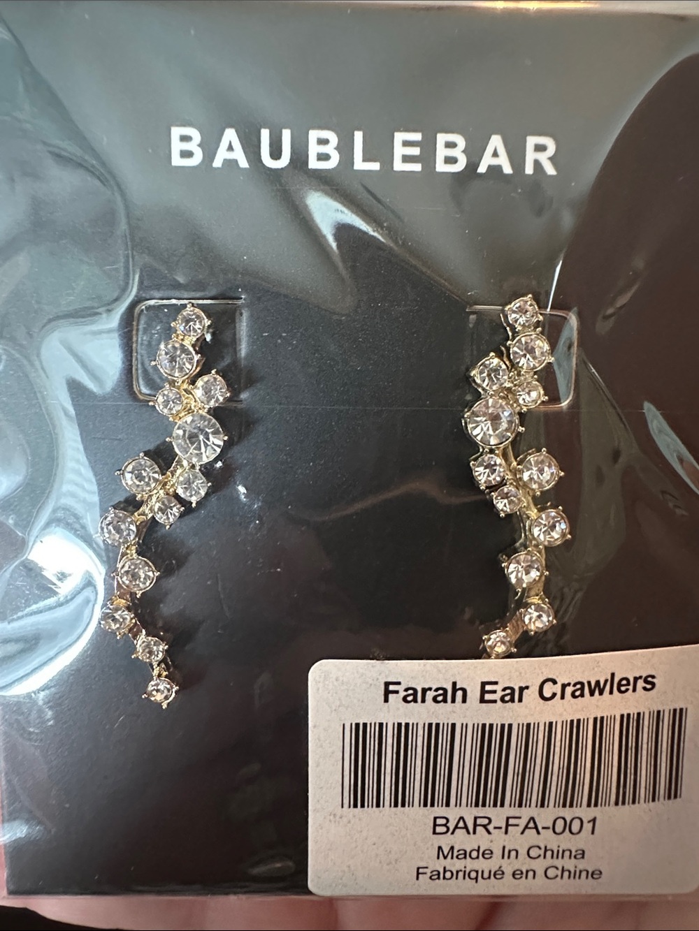BaubleBar Gold Ear Crawlers with Clear Stones